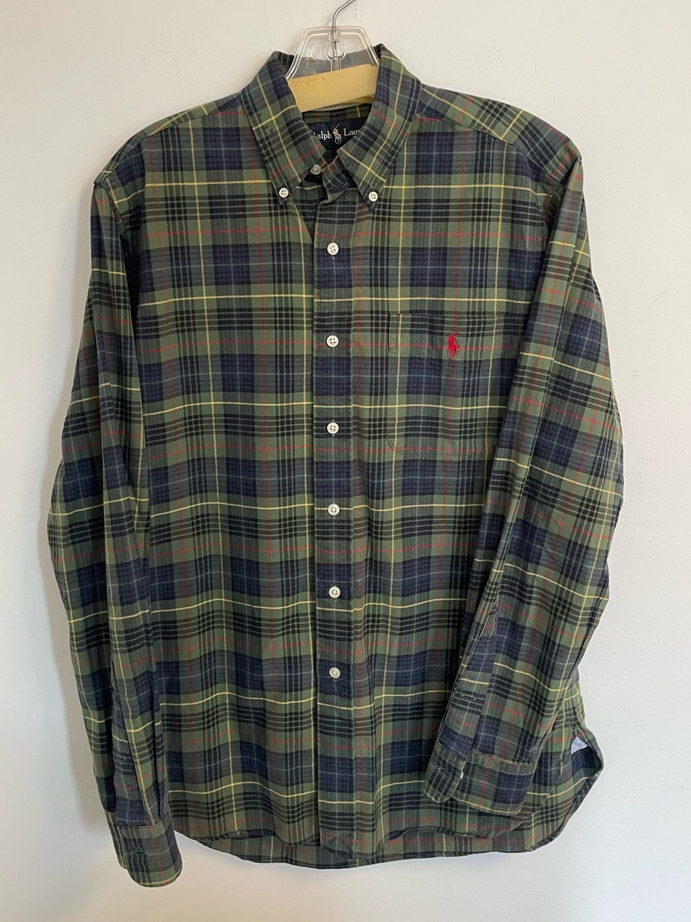 Ralph Lauren Green and Navy Plaid Button-Down Shirt